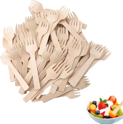 300 Stk Holzgabeln Disposable Cutlery Einweggabeln Kuchengabeln Holz Einmalbesteck Holzbesteck Löffel Gabeln Einmal Einwegbesteck Klein Holzlöffel Party Besteck für Camping Picknick 4 Inches 300 Stk Holzgabeln Disposable Cutlery Einweggabeln Kuchengabeln Holz Einmalbesteck Holzbesteck Löffel Gabeln Einmal Einwegbesteck Klein Holzlöffel Party Besteck für Camping Picknick 4 Inches von HENGBIRD