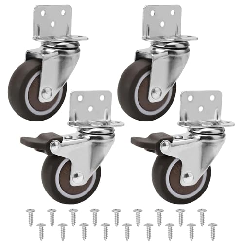 50 mm Möbelrollen mit Dicker L-Montageplatte Schwerlastrollen Können 115 KG Tragen Rollen für Möbel mit 2 Bremse und 2 ohne Ideale Lenkrollen für Krippen Möbel Blumenständer Couchtisch 4 Stück von HENGBIRD
