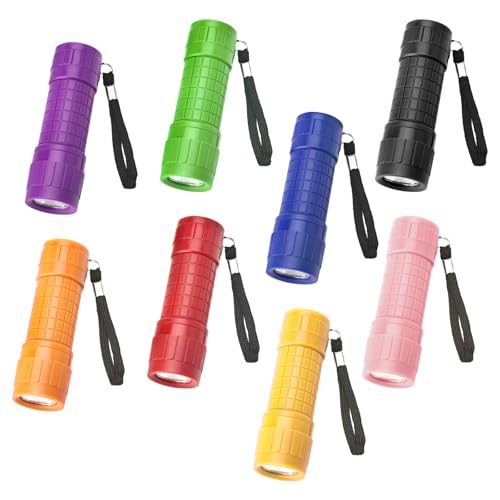 8Pcs Kleine Taschenlampe Kinder, Kindertaschenlampen Kinder Taschenlampe ab 3 Jahre, Mini Taschenlampe Kinder Mitgebsel Taschenlampen Set mit Batterien, Taschenlampen Kind für Camping Outdoor Notfälle von HENGBIRD