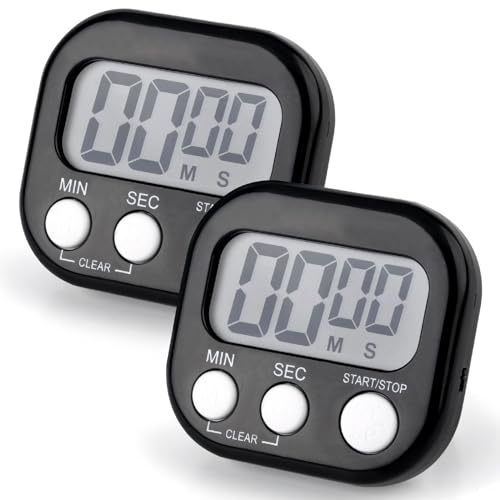 Digitaler Küchentimer, Eieruhren Küchentimer Digital Magnetisch Stoppuhr Timer mit Alarm Stoppuhr/Countdown Uhr für Küche StudiumTraining(Schwarz) von HENGBIRD