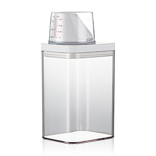 HENGBIRD 1100 Ml Luftdichter Waschmittelspender mit Messbecher, Mehrzweck-Waschpulverspender Waschpulver Dose Waschpulver-BehäLter Aufbewahrungseimer Waschmittelbox für WeichspüLer von HENGBIRD