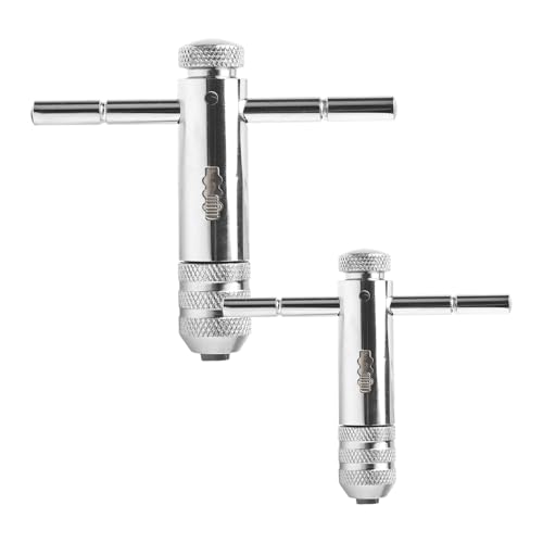 HENGBIRD 2 PCS T Griff Windeisen Ratsche Verstellbarer Hand Gewindeschneider Set Handgewindebohrer Satz T-förmigen Schraubenschlüssel Kit für Metrische Gewindebohrer M3-M8/M5-M12 von HENGBIRD