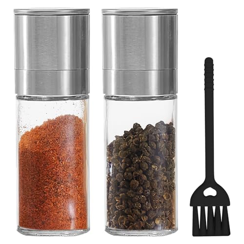 HENGBIRD 2 Stück Salz- und Pfeffermühle mit 1 Reinigungsbürste, Verstellbare Grobheit Gewürzmühle Salzmühle Nachfüllbar, Pfeffermühlen Pepper Mill Pepper Grinder aus Edelstahl mit Keramikrotor HENGBIRD 2 Stück Salz- und Pfeffermühle mit 1 Reinigungsbürste, Verstellbare Grobheit Gewürzmühle Salzmühle Nachfüllbar, Pfeffermühlen Pepper Mill Pepper Grinder aus Edelstahl mit Keramikrotor von HENGBIRD
