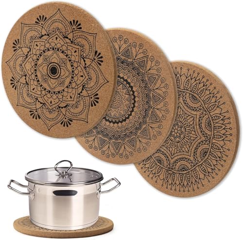 HENGBIRD 2 Stück Topfuntersetzer aus Kork mit schönen Mustern 19cm Durchmesser Korkuntersetzer rund hitzebeständig Untersetzer Topf Tischschoner Unterlage für Töpfe Gläser Schüsseln und Vasen HENGBIRD 2 Stück Topfuntersetzer aus Kork mit schönen Mustern 19cm Durchmesser Korkuntersetzer rund hitzebeständig Untersetzer Topf Tischschoner Unterlage für Töpfe Gläser Schüsseln und Vasen von HENGBIRD
