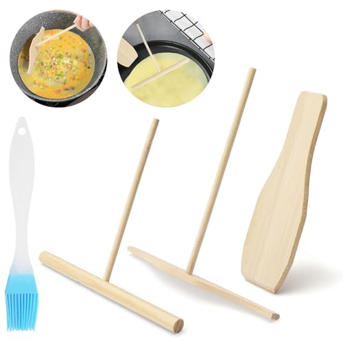HENGBIRD 3 Stück Crepes Verteiler mit 1 Stück Pinsel, T- Form Crepes Wender Crepe Verteiler Set Crepes Maker Zubehör Teigverteiler für Crepes Backwerkzeuge für Pancake Pfannkuchen Flipper Holz HENGBIRD 3 Stück Crepes Verteiler mit 1 Stück Pinsel, T- Form Crepes Wender Crepe Verteiler Set Crepes Maker Zubehör Teigverteiler für Crepes Backwerkzeuge für Pancake Pfannkuchen Flipper Holz von HENGBIRD