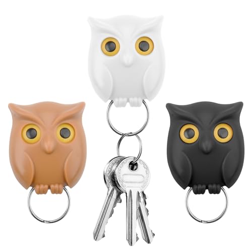 HENGBIRD 3 Stück Schlüsselhalter für Wand, Hakenleiste Schlüsselleisteb, Night Owl Key Holder Multifunktionales Schlüsselhalter Schlüsselhaken für Wandhaken Dekor Eingangsbereich, Flur, Küche von HENGBIRD