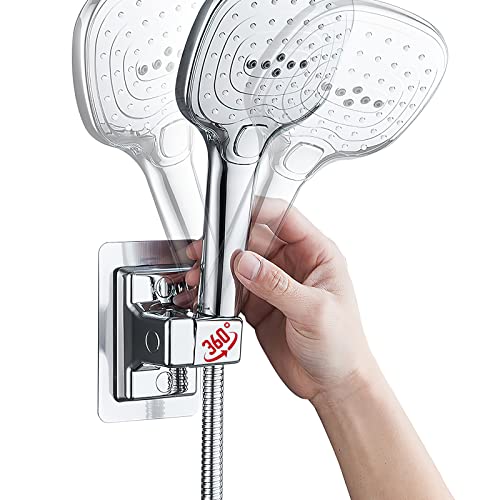 HENGBIRD 360° Handbrause Halterung, Erstellbarer Brausehalter Starke Paste Duschkopfhalterung Kein Bohren, Universell Brausehalter, Wandhalterung, ABS-Kunststoff, Wasserdicht von HENGBIRD