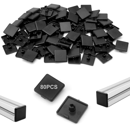 HENGBIRD 80pcs Abdeckkappen Aluprofil 20x20 cm, Endkappen 20x20 cm, Kunststoff Abdeckkappen, Profilabdeckkappe Kunststoff Schwarz für Aluprofile für Kantenschutz und äSthetische Verbesserung von HENGBIRD