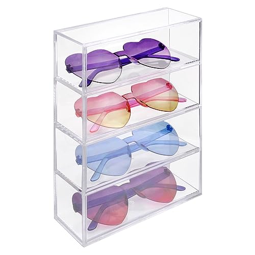 HENGBIRD Aufbewahrungsbox für Brillen, Acryl Klarheit Sonnenbrillen Brillenorganizer Verdickter Brillenbox Schmuckkasten Brillenständer mit 4 Schubladen für Uhren Ketten Brillen Kosmetika Lesebrillen von HENGBIRD