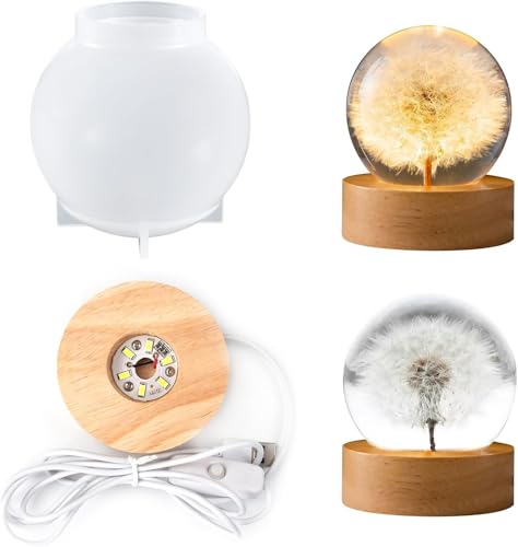 HENGBIRD Einzigartige sphärisch Lampe sphärisch-Schöne Epoxidharz Kugel Lampe in Formen, Silikon-und Gießformen-inkl, LED Kugel für sphärisch Gießformen aus Silikon für DIY-Projekte von HENGBIRD