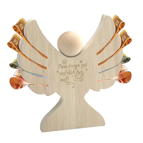 HENGBIRD Holzengel mit Gravur Zur Taufe Schutzengel, Engel Figur Zur Taufe Schutzengel mit Gravur Schutzengel Holz GlüCksbringer Taufgeschenke Jungen Taufgeschenke für MäDchen Holzengel Dekofigur von HENGBIRD