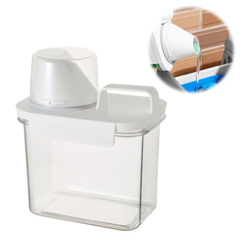 HENGBIRD 1100 Ml Luftdichter Waschmittelspender mit Messbecher, Mehrzweck-Waschpulverspender Waschpulver Dose Waschpulver-BehäLter Aufbewahrungseimer Waschmittelbox für WeichspüLer (M+) von HENGBIRD