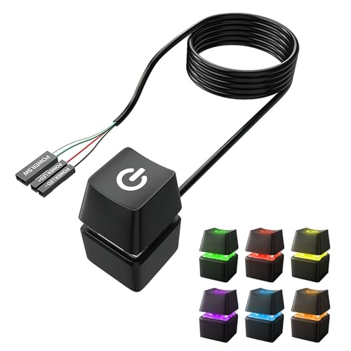 HENGBIRD PC Power Button, Netzschalter für Desktop Computers PC, Desktop-Computer, Externer Fernstart PC Motherboard On Off Switch PC Komponenten Einschalter 2M Verlängerungskabel mit LED Licht von HENGBIRD