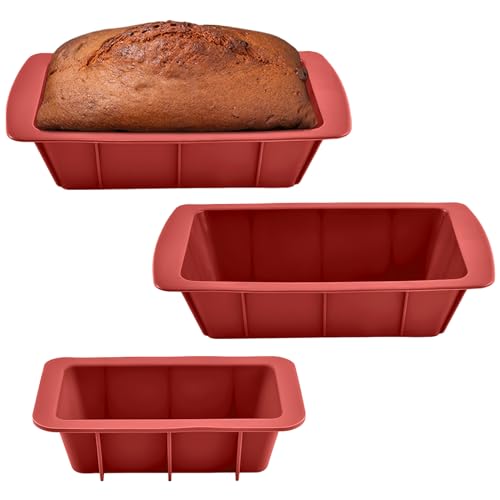 HENGBIRD Silikon Kastenform und Brotbackform, 3er Set Silikon Backform, Antihaft-Backform - Einfach herauszulösen, Flexible Silikonbackform für Brot und Kuchen, Brownies, BPA Free & spülmaschinenfest von HENGBIRD