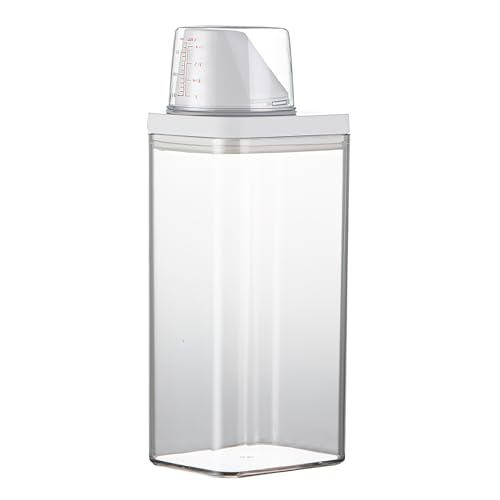 HENGBIRD 1500ML Luftdichter Waschmittelspender mit Messbecher, Mehrzweck-Waschpulverspender Waschpulver Dose Waschpulver-BehäLter Aufbewahrungseimer Waschmittelbox für WeichspüLer von HENGBIRD