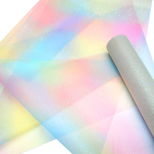 Regenbogen Tüll Dekostoff Tüllband Tischläufer Tischband Tüllnetz Glitzer Tüllstoff 30cm x 9m für Weihnachten Hochzeit Party Deko Handwerk von HENGBIRD
