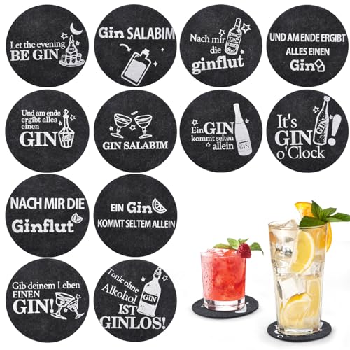 Untersetzer Gin Set, 12 runden Untersetzer GläSer Gin Tonic GläSer Glasuntersetzer Mit GinsprüChen Untersetzer Filz Filzuntersetzer Filz Untersetzer FüR GläSer Glas Untersetzer-Set FüR Ginliebhaber von HENGBIRD