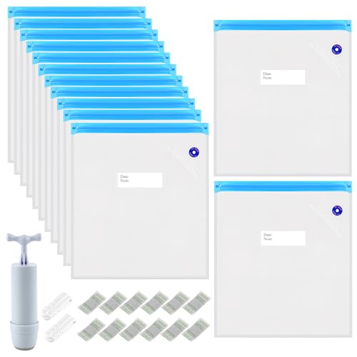 Vakuum Kit, 12 Stück 3D Drucker Filament Vakuumkompression, Feuchtigkeitsdichter Vakuumbeutel für 3D-Filamente, Wiederverwendbare Vakuumbeutel Vakuumversiegelter für Filament Aufbewahrung von HENGBIRD