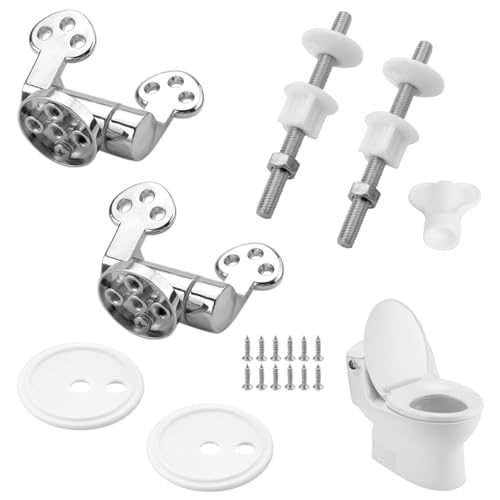 WC-Sitz-Scharnier-Zink-Legierung, 2 Set Ersatzscharniere aus Edelstahl für WC Sitz Abdeckung Deckel Sanft schließende WC-Sitzbeschläge, Ersatzscharnier mit Beschlägen und Reparaturteilen von HENGBIRD