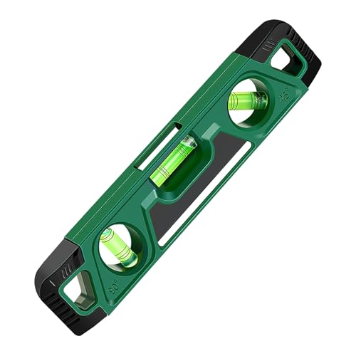 Wasserwaage Magnetisch 23 cm Verfügt über 3 Libellen 0°/45°/90° Torpedo-Wasserwaage mit Magnetstreifen und Stoßdämpfende Endkappen von HENGBIRD