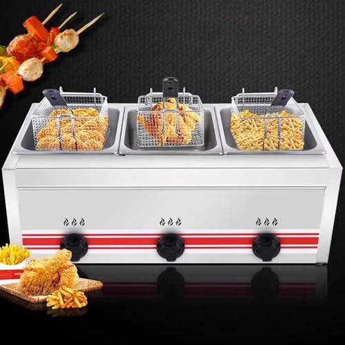10L/20L/30L Fritteuse Gas-Chip-Friteuse Edelstahl in Lebensmittelqualität gewerbliche Fritteuse aus Edelstahl, mit Doppelkorb und Deckel,einstellbare Temperaturregelung,30L 10L/20L/30L Fritteuse Gas-Chip-Friteuse Edelstahl in Lebensmittelqualität gewerbliche Fritteuse aus Edelstahl, mit Doppelkorb und Deckel,einstellbare Temperaturregelung,30L von HENGCMM