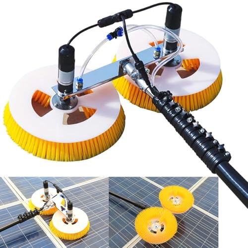 HENGCMM Teleskop Waschbürste mit 70 cm doppelt rotierender Bürstenkopf, Fensterreiniger mit Teleskopstange, Photovoltaik Wintergarten Reinigungsset PV Anlage Reinigung,8M/26.2FT von HENGCMM