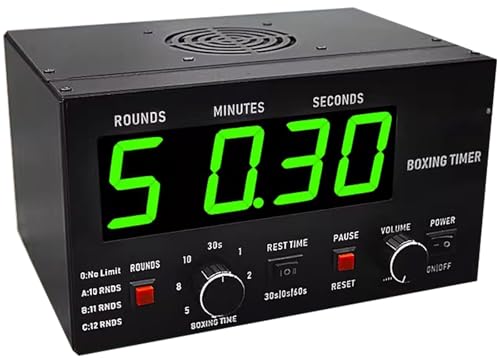 Klassischer Box-Intervalltimer, professioneller Fitnessstudio-Intervalltimer mit LED-Anzeige, einstellbare Zeit, Frequenz und Ton, Gym-Intervall-Timer Muay Thai/MMA/Kickboxen,Green von HENGCMM