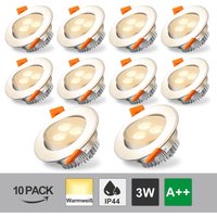10X led Einbaustrahler Spot Warmweiß 3W Set Einbauleuchte Deckenleuchte Strahler IP44 3W - Hengda von HENGDA