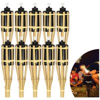 10x Gartenfackeln Set Lampen Fackeloel Docht 90cm Bambus Ölfackeln für draußen Lampenöl für fackeln Flammen Feuer Party Deko - Hengda von HENGDA