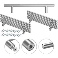 Swanew 10x Stangengriff Bad Küchengriff Möbelgriff Echt Edelstahl Schrank Relinggriff Griff 188x128x12MM von HENGDA