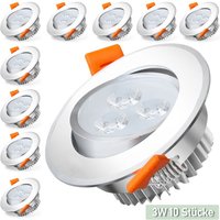 10x led Einbaustrahler Deckenleuchte Einbauleuchte 3W KaltWeiß 245LM 6500K Decken-Spots mit Trafo von HENGDA