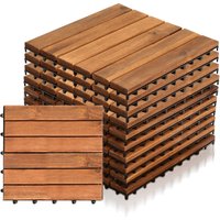 Hengda - 11er Set Holzfliesen Akazie 1m² Terrassenfliesen Klickfliesen Mosaik Klassik 30x30cm - Braun von HENGDA