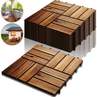 33x Holzfliesen 30x30cm Akazienholz Balkonfliesen, Perfekt fliese für Deck Garten Balkon Terrasse(12 Latten 3 m²) - Hengda von HENGDA