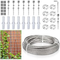 Swanew 12M Rankhilfe Edelstahl für Kletterpflanzen Drahtseil Stahlseil Set mit Wandhalterung und Seildurchmesser 3 mm Unterstützung von HENGDA
