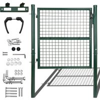 150x100cm Gartentor Gartentür Maschendraht Einzeltor Gartentor Zauntür Gartentür Tür Hoftür komplett mit Pfosten Verzinkt ep beschichtet Dunkelgrün von HENGDA