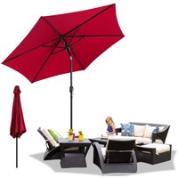 Swanew 2.7 Sonnenschirm Gartenschirm Wasserabweisend Terrassenschirm UV30+ mit Handkurbel balkon Marktschirm, Rot Swanew 2.7 Sonnenschirm Gartenschirm Wasserabweisend Terrassenschirm UV30+ mit Handkurbel balkon Marktschirm, Rot von HENGDA