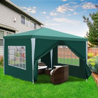 Swanew 3x3m Pavillons. Gartenpavillon mit 4 Seitenteile UV-Schutz inkl. Zubehör. Partyzelt Grün für Garten. Terrasse. Party. Markt von HENGDA