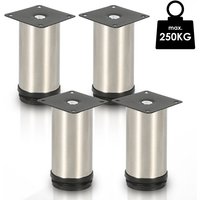 4X Möbelfüße Schreibtischfüße Hotel Sockelfüße Couch Möbelfuß Verstellbar-Edelstahl-120mm - Silber von HENGDA