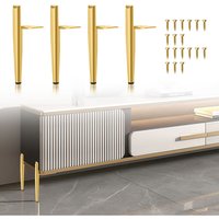 4X Möbelfüße Schreibtischfüße Hotel Sockelfüße Couch Möbelfuß Verstellbar-Metall-13cm - Gold von HENGDA