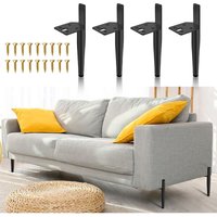 4X Möbelfüße Schreibtischfüße Hotel Sockelfüße Couch Möbelfuß Verstellbar-Metall-15cm - Schwarz von HENGDA