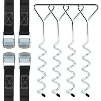 Hengda - swanew 4x Bodenanker Trampolin 40cm 5 Windungen Verstellbare Gurte Rostfrei Sicherung Set Erdanker Befestigung Pavillon Gartenhaus Schaukel von HENGDA