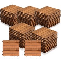 55er Set Holzfliesen Akazie 5m² Terrassenfliesen Klickfliesen Mosaik Klassik 30x30cm - Braun - Hengda von HENGDA