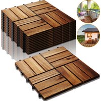 SWANEW 6 Latten Holzfliesen. 3m² Bodenbelag aus Akazienholz 30x30cm. Klickfliesen Mosaik. perfekt Fliese für Garten Terrasse Balkon(33 Stück) von HENGDA