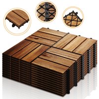 44x Holzfliesen 30x30cm Akazienholz Balkonfliesen, Perfekt fliese für Deck Garten Balkon Terrasse(12 Latten 4 m²) - Hengda von HENGDA