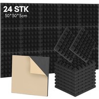 Swanew Akustikschaumstoff Akustikpaneele, 24er-Set, 30x30x5cm, Pyramidenförmige schalldichte Wandpaneele, Akustikplatten, Akustikschaumstoff-Matten von HENGDA