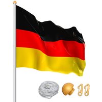 Aluminium Fahnenmast 6.50m inkl Seilzug inkl Deutschlandfahne Flaggenmast Mast Flagge Alu - Hengda von HENGDA