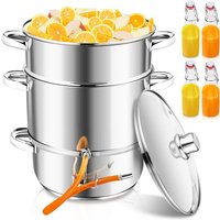 Hengda - Dampfentsafter Induktion Entsafter Saftpresse Obst Fruchtentsafter Edelstahl 8 Liter ø 26cm - silber von HENGDA