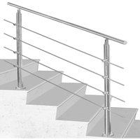 Edelstahl-Handlauf Geländer für Balkon Brüstung Treppen mit/ohne Querstreben (80cm. 4 Querstreben) von HENGDA