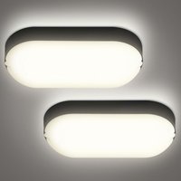 Feuchtraumleuchte led Lampe IP54 15W Wannenleuchte Deckenleuchte Feuchtraumlampe 2 Stückzahl - Schwarz + Weiß - Hengda von HENGDA