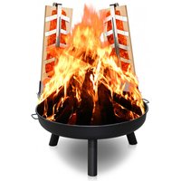 Feuerschale mit Flammlachsbrett Outdoor Lagerfeuer Garten 80 cm Hochwertig rund - Hengda von HENGDA